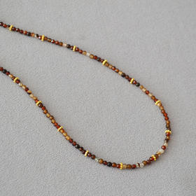 法式复古文艺～托斯卡纳咖啡玛瑙真石串珠简约气质轻奢项链锁骨链女