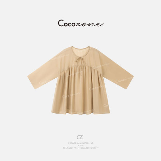 COCO ZONE 刘一一 【醋酸桑蚕丝混纺】系带领口长袖小衫CD2A1216 商品图0