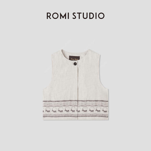 ROMI STUDIO“邂逅夏日”天然雨露麻小鹿印花度假风马甲 RWCRSY3588 商品图0