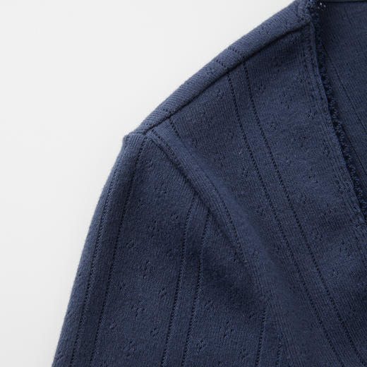 ROMI STUDIO“法式优雅”全棉坑条肌理花边方领短袖T恤 RWCRSM2756 商品图2