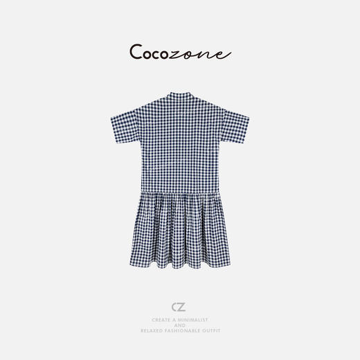 COCO ZONE 刘一一 【100棉】撞色格子翻领短袖连衣裙CD2A1220 商品图3