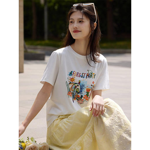 【专属特价】熙世界U质纯棉刺绣a字半身裙女2025夏季新款清新减龄高腰中长裙子 商品图4