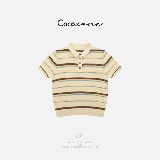 COCO ZONE 刘一一【100棉】Polo领精致纽扣毛织短袖CD1A0936 商品图3