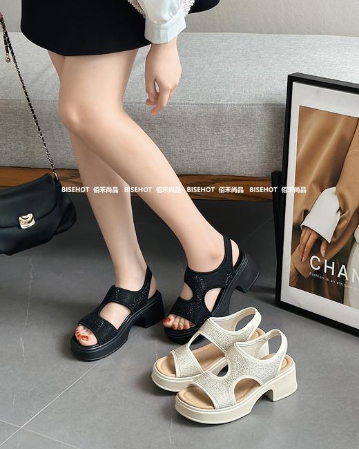 新品镶钻厚底凉鞋924B52608（W） 商品图1