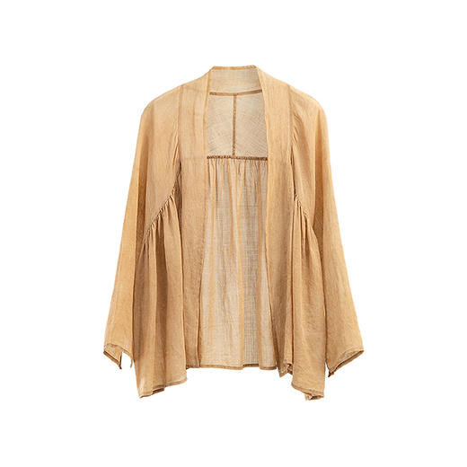 绽放旅行女装347朵/【甜茶系列·黄茶】砂洗苎麻茶染短开衫短外套限量 商品图4