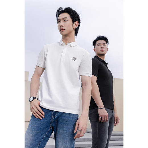 【新品上新】HX 夏季翻领短袖T恤合体版型S102423007101/02/03POLO杉 商品图0
