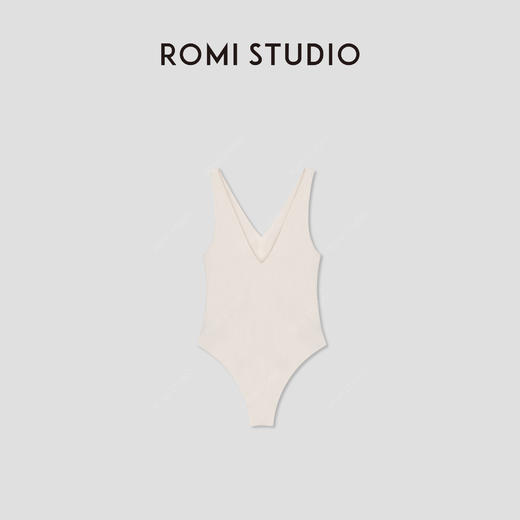 ROMI STUDIO 海边沙滩度假 前后V领高弹力紧身连体衣 RWCRNG2937 商品图1