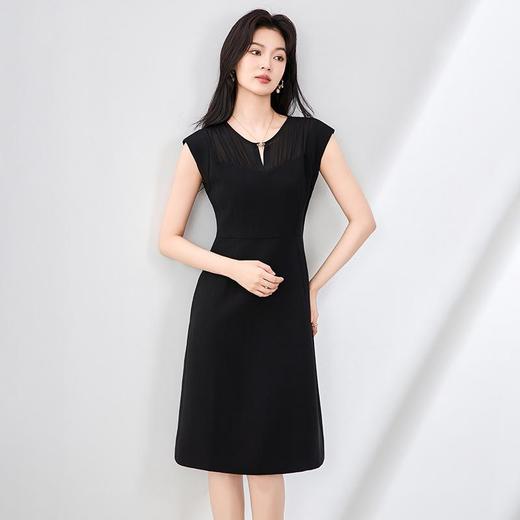 「高货wl」全新升级【铂金会员321/天猫429/差价108】(12134)洛诗琳时尚简约知性连衣裙2025夏季雪纺拼接气质收腰A字裙wl12134 商品图2