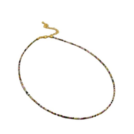 法式小众设计~优雅糖果彩色2mm碧玺极细真石串珠轻奢高级感项链锁骨链 商品图4