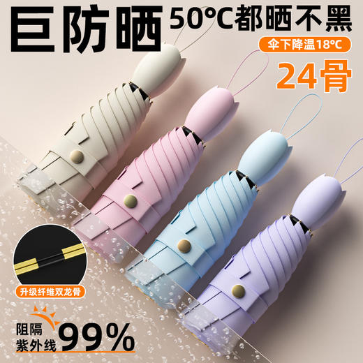 雨伞五折伞六骨超轻镜盒胶囊伞遮阳伞黑胶防晒防紫外线 商品图2