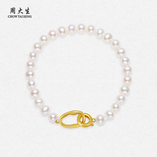 周大生淡水珍珠项链S925银双环手链颈链套装送妈妈女友生日礼物 商品图1