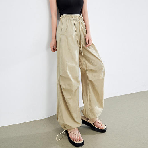【专属特价】熙世界户外穿搭运动阔腿裤薄款女夏季宽松工装风休闲裤2025年新款 商品图3