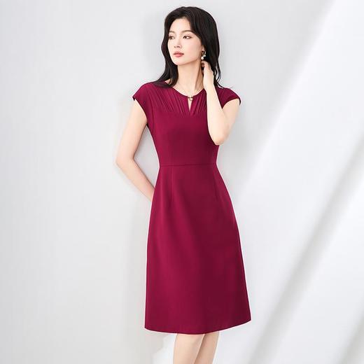 「高货wl」全新升级【铂金会员321/天猫429/差价108】(12134)洛诗琳时尚简约知性连衣裙2025夏季雪纺拼接气质收腰A字裙wl12134 商品图1