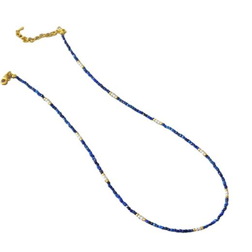 法式复古～刻面青金石仿施家珍珠串珠极细项链锁骨链气质高级感小众 商品图4