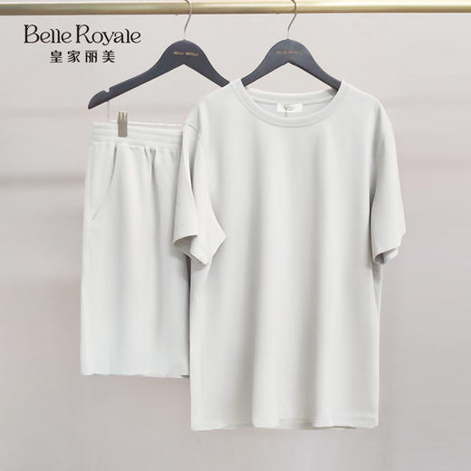 皇家丽美空气棉纯色男女情侣款家居服短袖短裤套头套装JJT9108JJT9101 商品图0