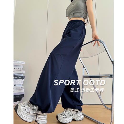 美式速干运动裤，复古百搭阔腿裤，夏季新款，高腰垂感，宽松显瘦，休闲运动裤 商品图6