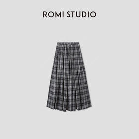 ROMI STUDIO 经典复古  夏季轻薄全棉百褶格纹半身裙 RWCRXM3883