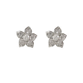 【天然正品】PT900铂金时尚设计款满钻近30分花朵造型钻石耳钉12.4*12.4*16.3MM（皆取最大值）女士现售价：2880！160525NJM17