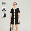 【破价】R30【蝴蝶结在逃公主】赫本风圆领短袖黑白拼接连衣裙收腰显瘦A字裙子 R25LF03009【现货】 商品缩略图2