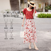 【专属特价】熙世界红色木棉印花半身裙女2025夏季新款法式假日风垂感a字伞裙 商品缩略图1