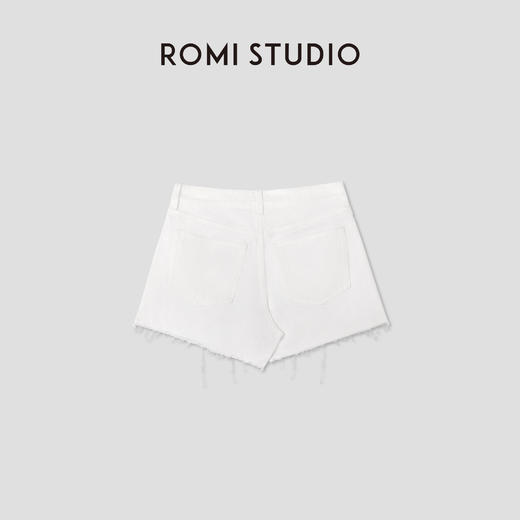 ROMI STUDIO 复古宽松环保水洗  白色全棉牛仔短裤 RWCRXD3375(现货) 商品图1