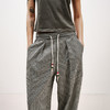 NUTH轻薄复古黑白格纹宽松抽绳直筒休闲裤女夏季 商品缩略图2
