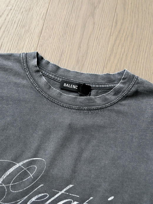 现货 THS-限时 巴黎家 情侣款 高街腔调夜景数码印花乘以染色水洗做旧T恤 QH458 商品图3