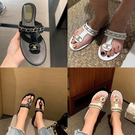 524-3 真香高品渠道货 皮穿链条 夹脚贼舒适的 跟脚夹脚凉拖 肥宽脚大一号 我穿37 商品图0