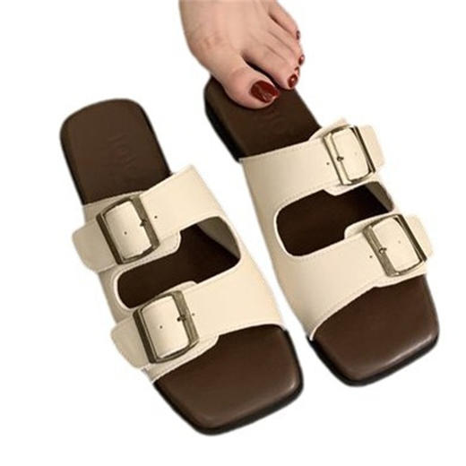 【秒！39抢2对！！夏日出街沙滩必备💃】韩式风拖鞋✨舒适又时髦，海边沙滩也能轻松凹造型！女士拖鞋 女夏外穿新款韩版法式复古仙女风 海边沙滩鞋平底勃肯拖鞋 商品图4