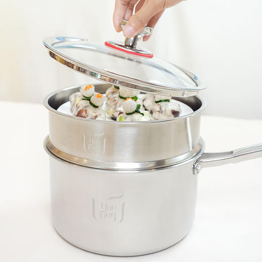 【昀蓉·定制周边】316L不锈钢奶锅+蒸笼套组，五层钢加厚2.5mm，导热迅速，受热均匀，坚固不易变形 商品图1