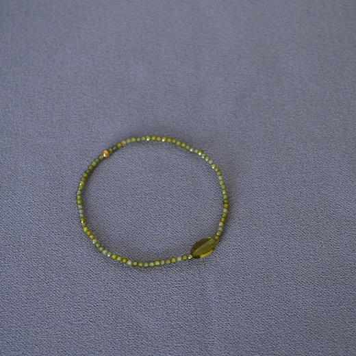 法国小众设计～蓝色丝线编织复古金色锦鲤小鱼/橄榄绿色闪亮锆石串 简约极细手链手绳叠带 商品图10