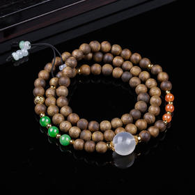 XY0357沉香+月光石碧玉南红项链