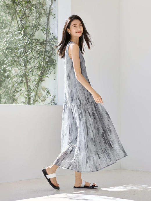 夏日清凉背心天丝水墨晕染连衣裙 商品图5