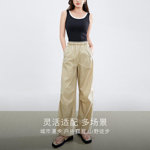 【专属特价】熙世界户外穿搭运动阔腿裤薄款女夏季宽松工装风休闲裤2025年新款 商品图2