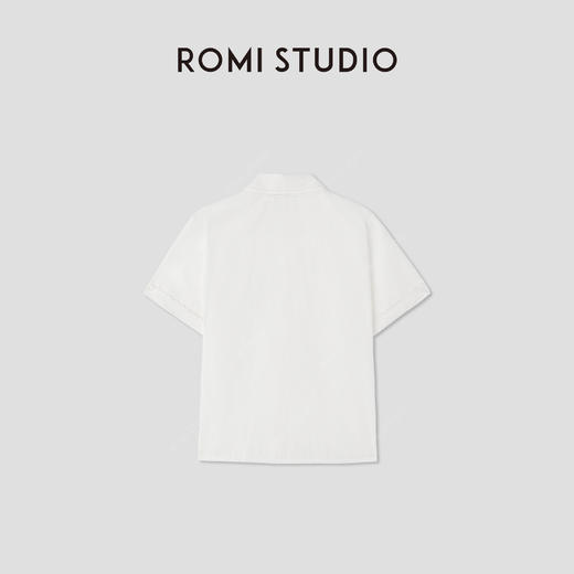ROMI STUDIO 亚麻棉混纺白色双层花边领轻薄短袖衬衣 RWCRSY2902 商品图3