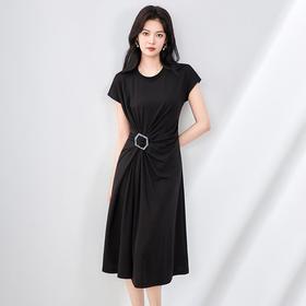 「高货wl」全新升级【铂金会员284/天猫379/差价95】(11747)洛诗琳赫本风立裁收褶连衣裙2025夏季修身显瘦休闲裙子wl11747