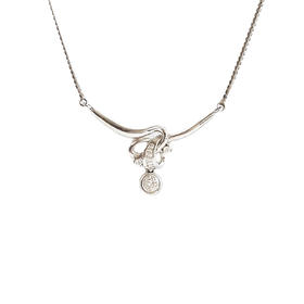 【天然正品】PT900铂金时尚设计款约0.30克拉钻石吊坠项链33.4*16.4*6.3MM（皆取最大值）女士现售价：3880！160525NJM25