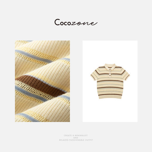 COCO ZONE 刘一一【100棉】Polo领精致纽扣毛织短袖CD1A0936 商品图5