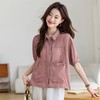 HR MUZL88060宽松麻料翻领衬衣时尚上衣 商品缩略图2
