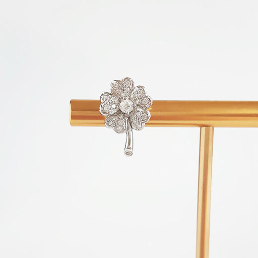 【天然正品】PT900铂金时尚设计款豪镶满钻花朵造型钻石耳钉16.2*10.7*15.7MM（皆取最大值）女士现售价：3880！160525NJM21 商品图5