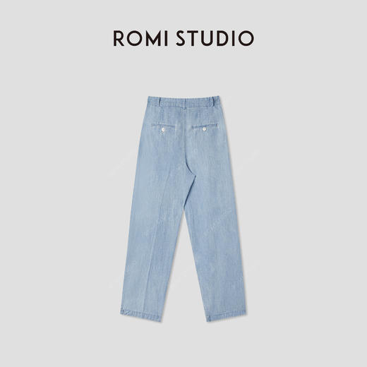 ROMI STUDIO 简约复古环保洗水  棉质浅蓝直筒牛仔裤 RWCSXD2857 商品图2