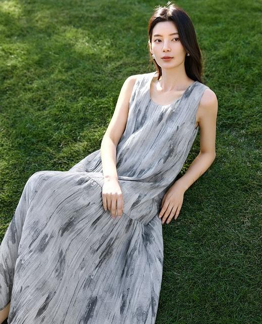 夏日清凉背心天丝水墨晕染连衣裙 商品图0