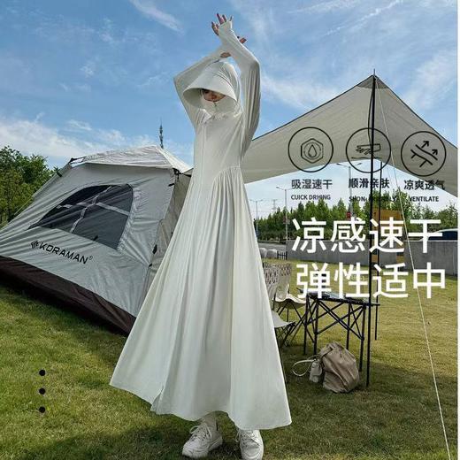 【夏日防晒C位出道🔥】2025新款长裙☀️UPF50+防紫外线💨轻薄透气显瘦！穿上它，凉爽如风般自在🍃全身长款防晒衣 2025夏新款修身大裙摆 户外原纱型防紫外线防晒长裙 商品图2