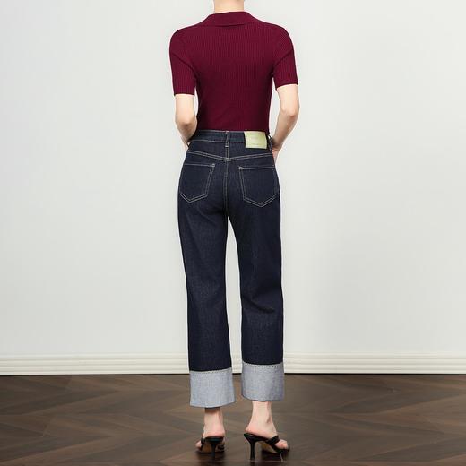 「高货wl」全新升级【铂金会员220/天猫299/差价79】(10841)洛诗琳翻边休闲牛仔裤2025夏季薄款小众设计法棍裤女wl10841 商品图1