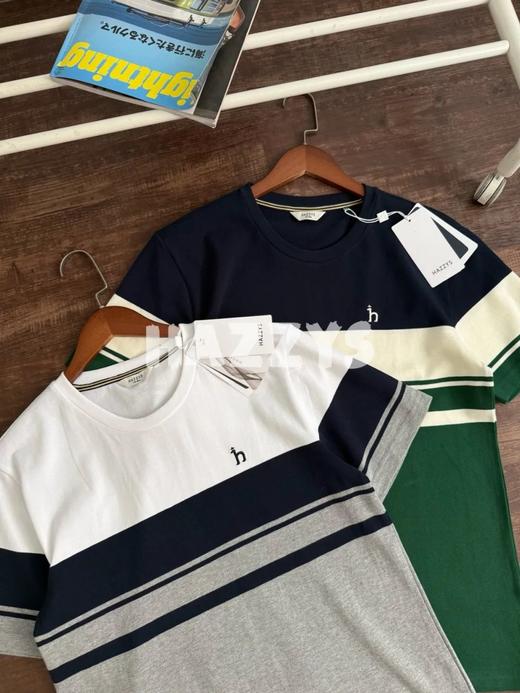 哈吉斯休闲男装条纹短袖T恤 商品图3