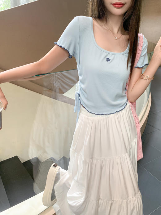 <曾小咸推荐>现货秒杀！最后一波 ！抢到赚到！木耳边抽绳短袖 日常109.99 立减60 秒杀49.99！ 商品图5