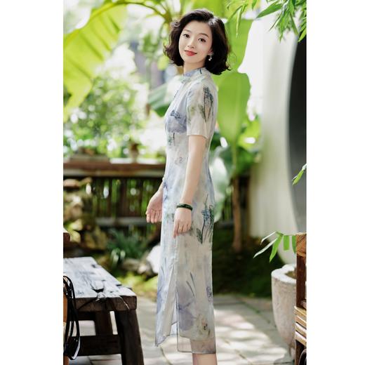 西子/重磅桑蚕丝立领斜襟端庄典雅气质旗袍/QPZY214 商品图1