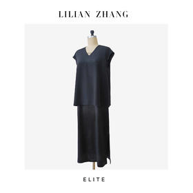 E“定制”——静奢风——随性自然——老钱风V领假两件式叠层裙 2501019