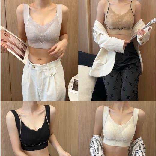 【200斤也能轻松驾驭💃】0压感无痕大码文胸🔥聚拢上托+收背塑型，蕾丝优雅还超舒适！新款大码背心文胸 200斤无痕软提拉蕾丝内衣 女聚拢上托防外扩胸罩 商品图3