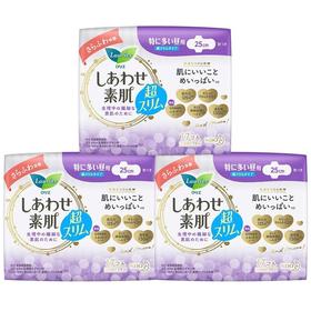 【悦惠精选】乐而雅日本进口F透气绵柔超丝薄特长日用卫生巾25cm 17片*3